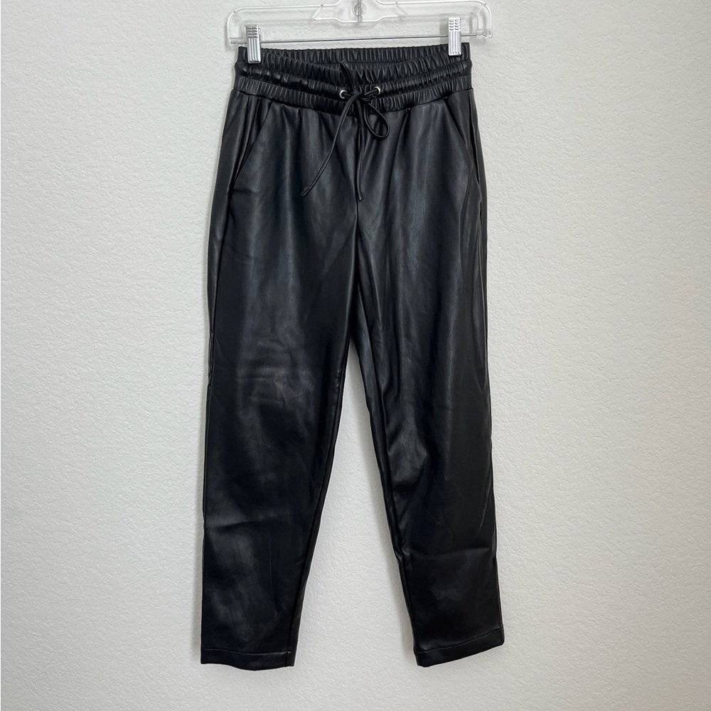 LOFT black faux leather pants XXSP NWT